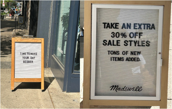 Retail sandwich signs